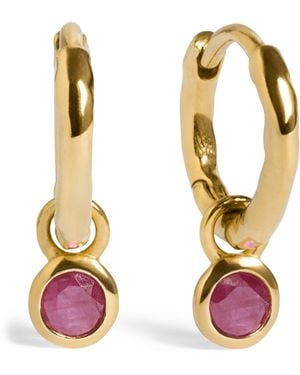 Monica Vinader Vermeil And Ruby July Birthstone Huggie Earrings - Metallic