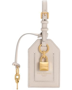 Dolce & Gabbana Leather Logo Keychain - White