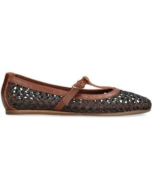 Ancient Greek Sandals Leather-Raffia Aerati Ballet Flats - Brown