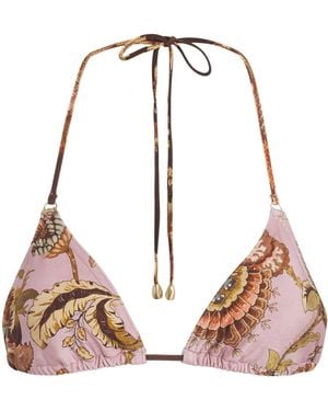 Zimmermann Floral Aster Triangle Bikini Top - Pink