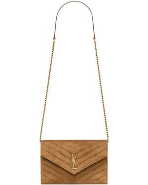 Saint Laurent Cassandre Envelope Chain Wallet - White