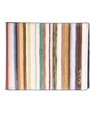 Paul Smith Leather Painted Stripe Bifold Wallet - White