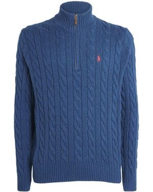 Polo Ralph Lauren Cable-Knit Quarter-Zip Jumper - Blue