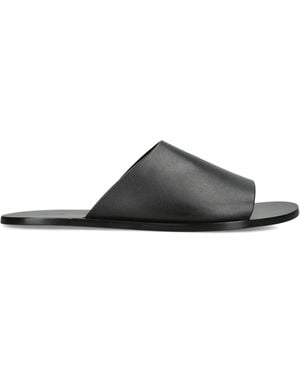 The Row Hugh Suede Slides - Black