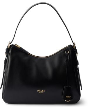 Prada Medium Leather Aimée Shoulder Bag - Black