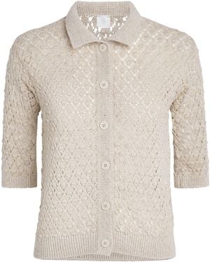 Eleventy Linen-Cotton-Silk-Blend Knitted Shirt - White