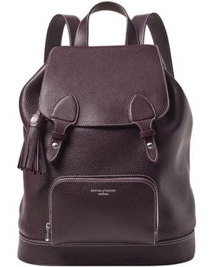 Aspinal of London Medium Leather Hudson Backpack - Purple