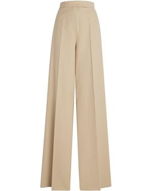 Max Mara Stretch-Cotton Wide-Leg Trousers - Natural
