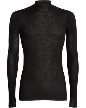 Rick Owens Wool Ribbed Lupetto Jumper - Black