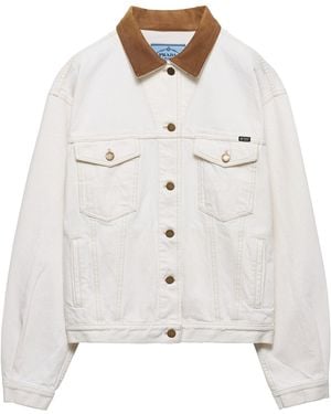 Prada Blouson Denim Jacket - White