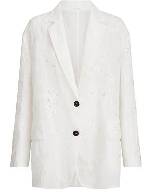 Brunello Cucinelli Cotton Monili Organza Blazer - White