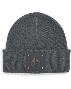 Moose Knuckles Wool Logo Beanie - Gray