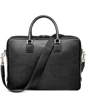 Aspinal of London Leather Mount Street Briefcase Bag - Black