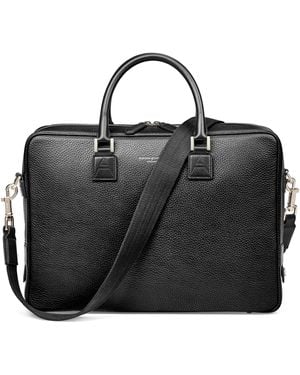 Aspinal of London Leather Mount Street Briefcase Bag - Black