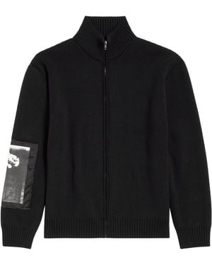 Balenciaga Wool Artwork Patch Zip-Up Jacket - Black