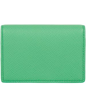 Smythson Leather Panama Folded Card Holder - Green