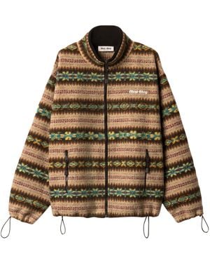 Miu Miu Fleece Printed Jacket - Brown