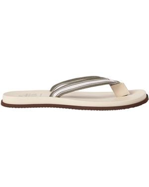 Brunello Cucinelli Leather Logo Flip Flops - White