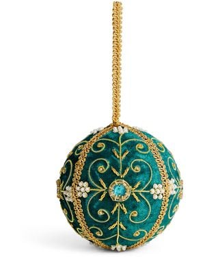 Harrods Velvet Embellished Bauble - Green