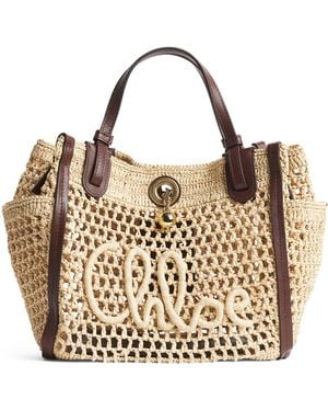 Chloé Small Raffia Iconic Double Carry Bag - Metallic
