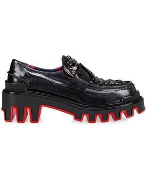 Christian Louboutin X Marvel The Amazing Loubi Patent Leather Loafers - Black