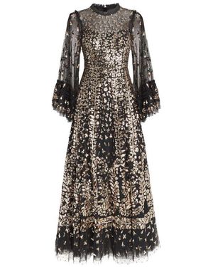 Needle & Thread Sequin-Embellished Fern Gown - Black