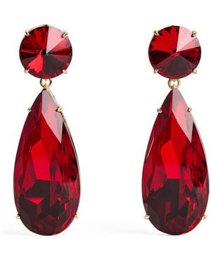 Carolina Herrera Crystal Drop Earrings - Red