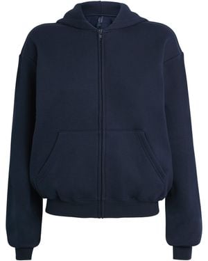 Skims Cotton-Blend Fleece Classic Hoodie - Blue