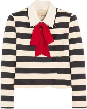Valentino Stripe Cropped Jacket - Red