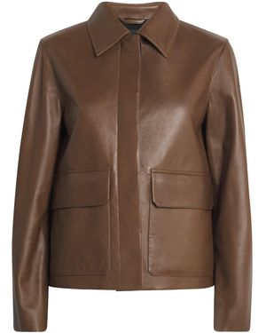 Theory Leather Boxy Jacket - Brown
