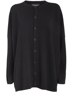 Eskandar Wool Slim-Sleeve Cardigan - Black