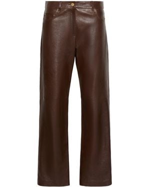 Max Mara Leather Straight Pants - Brown