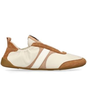 Chloé Leather-Suede Kick Trainers - Natural