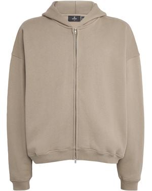 Represent Cotton Initial Boxy Zip Hoodie - Brown