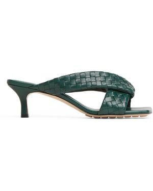 Bottega Veneta Exclusive Leather Intrecciato Riva Mules 50 - Green