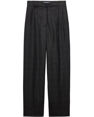 Prada Wool Check Tailored Trousers - Black