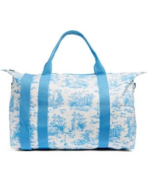 Harrods Toile Foldable Overnight Bag - Blue