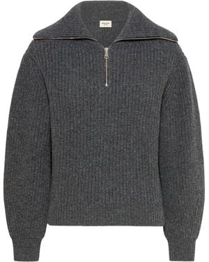 Weekend by Maxmara Virgin-Wool Quarter-Zip Sweater - Gray