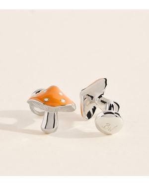 Babette Wasserman Rhodium-Plated Mushroom Cufflinks - Natural