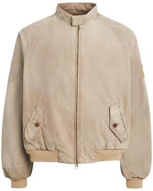 CHERRY LA Sun-Faded Championship Bomber Jacket - Natural