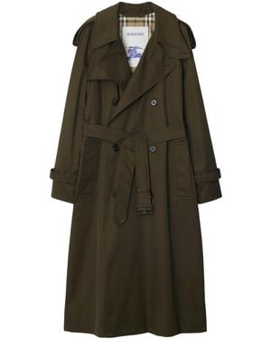 Burberry Cotton Long Castleford Trench Coat - Green