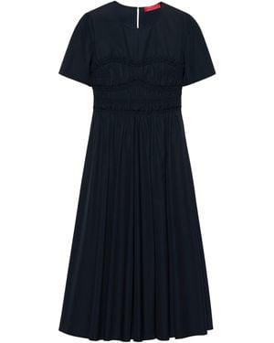 MAX&Co. Cotton-Virgin Wool Shirred Midi Dress - Blue