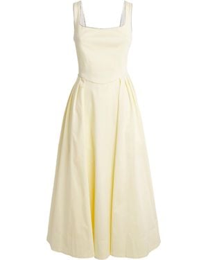 Maje Stretch-Cotton Rhinestone-Trim Midi Dress - White