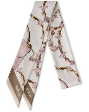 Mulberry Lana Bag And Chains Skinny Scarf - White