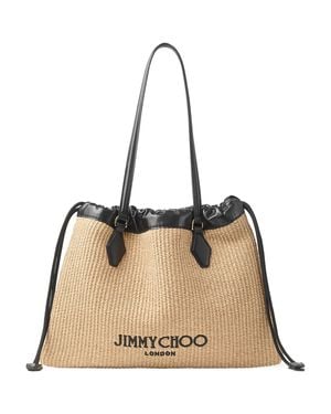 Jimmy Choo Large Raffia Drawstring Tote Bag - Natural