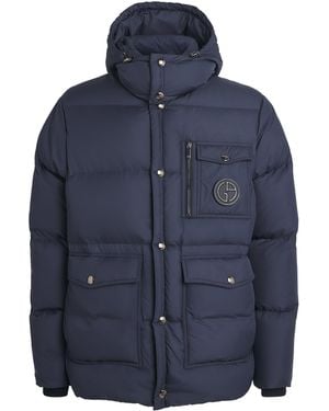 Giorgio Armani Logo Puffer Jacket - Blue