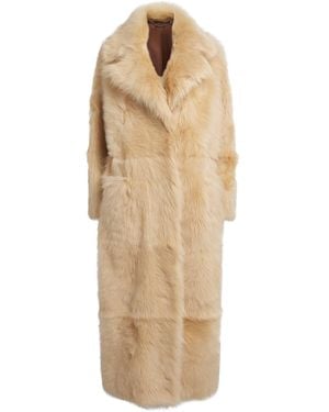 Nour Hammour Shearling Evita Long Coat - Natural