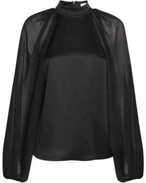 JOSEPH Satin Cave Blouse - Black