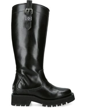 Ganni Crinkled Faux Leather Boots - Black