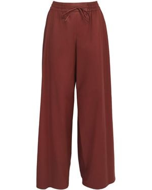 Yves Salomon Leather Drawstring Wide-Leg Trousers - Red